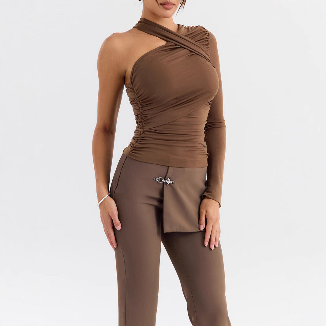 Envy-Store Top Asymétrique Une Épaule Chic Femme™