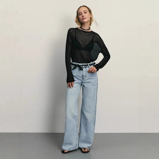 Jeans denim bleu clair Envy Store coupe décontractée coton longue tailles 25-32