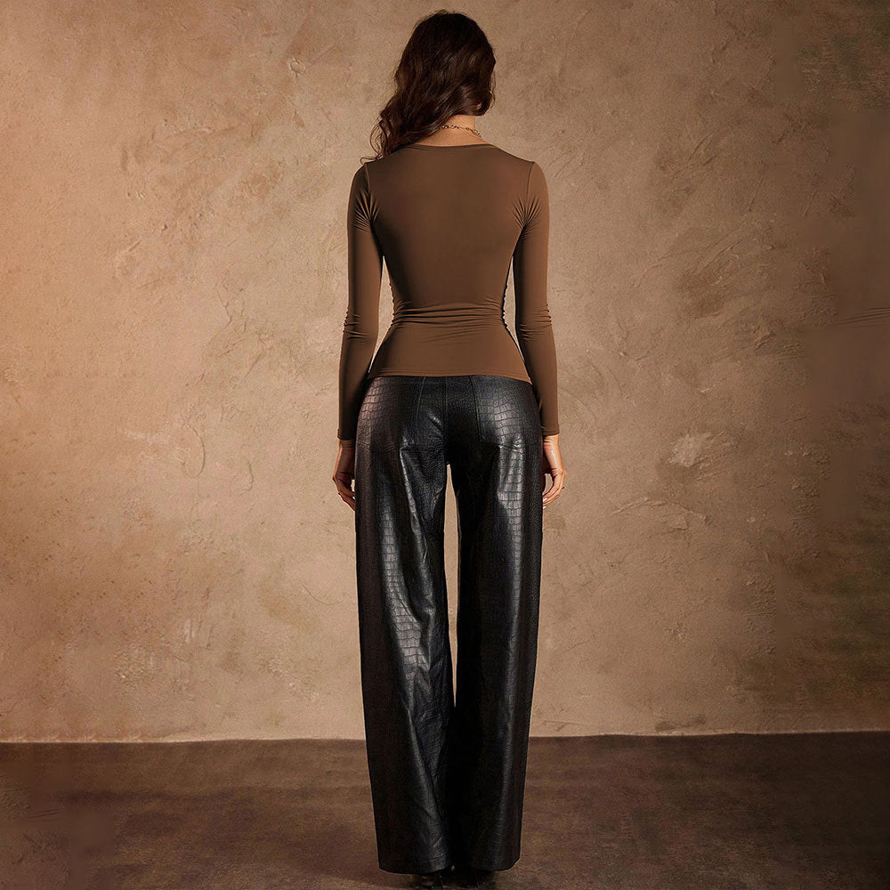 Envy-Store Top Court Col Carré Volants Slim Fit™