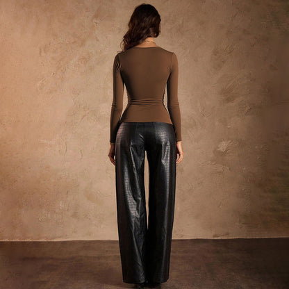 Envy-Store Top Court Col Carré Volants Slim Fit™