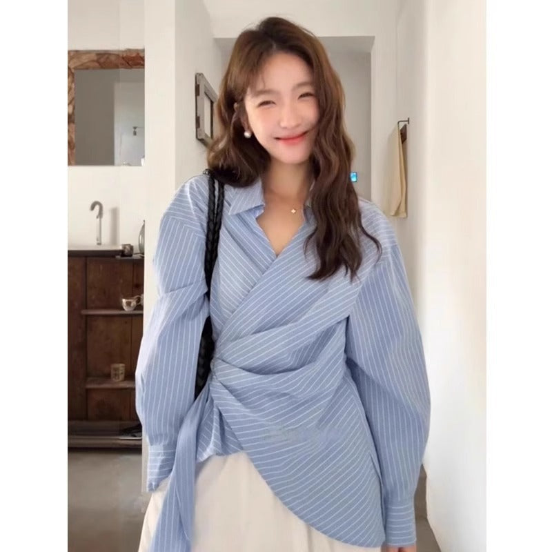 Envy-Store™ Chemise Selene  Rayée Ceinturée