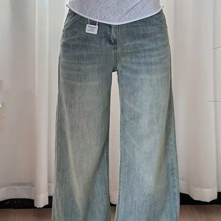 Jean large bleu clair taille haute en coton coupe droite pantalon long printemps-été tailles XS à 4XL