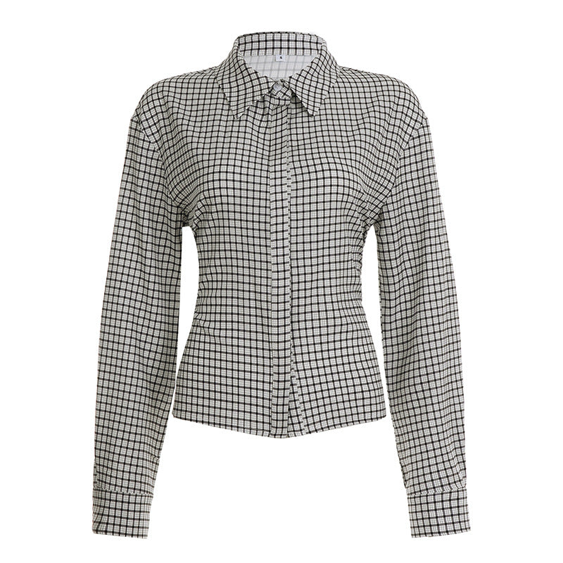 Envy-Store Chemise Plaid Retro Tie-Up Taille Cintrée™