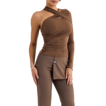 Envy-Store Top Asymétrique Une Épaule Chic Femme™