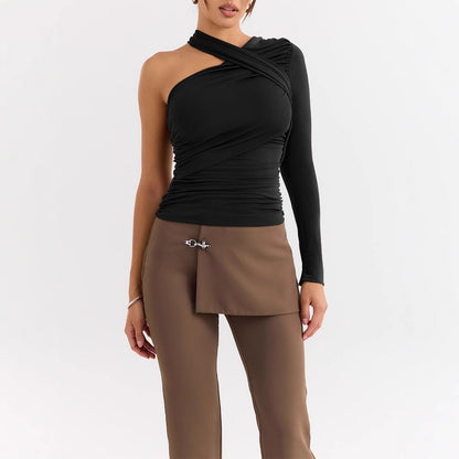 Envy-Store Top Asymétrique Une Épaule Chic Femme™