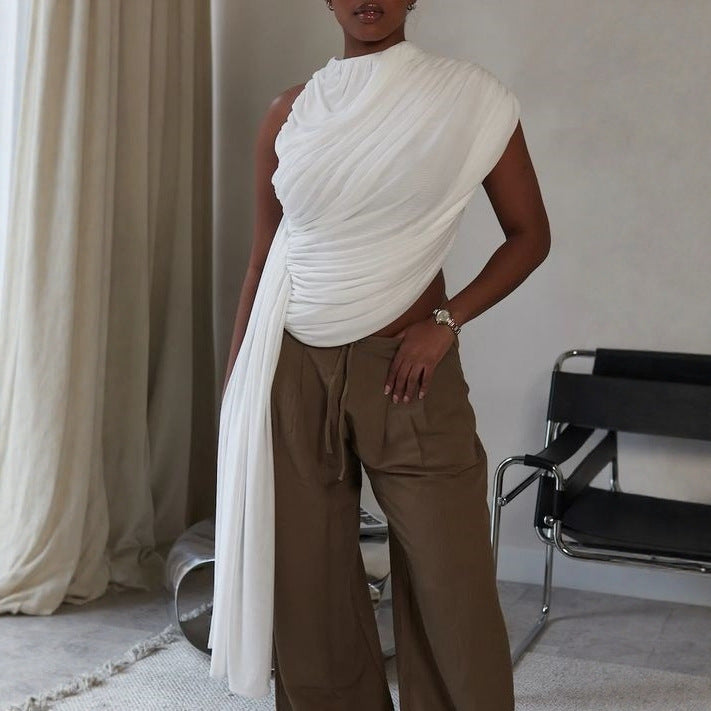 Envy-Store Top Sans Manches Plissé Irrégulier Volants™