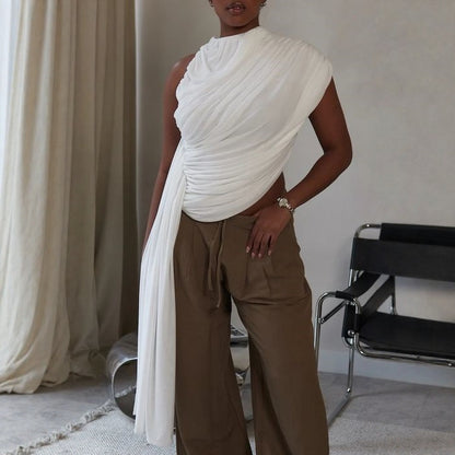 Envy-Store Top Sans Manches Plissé Irrégulier Volants™